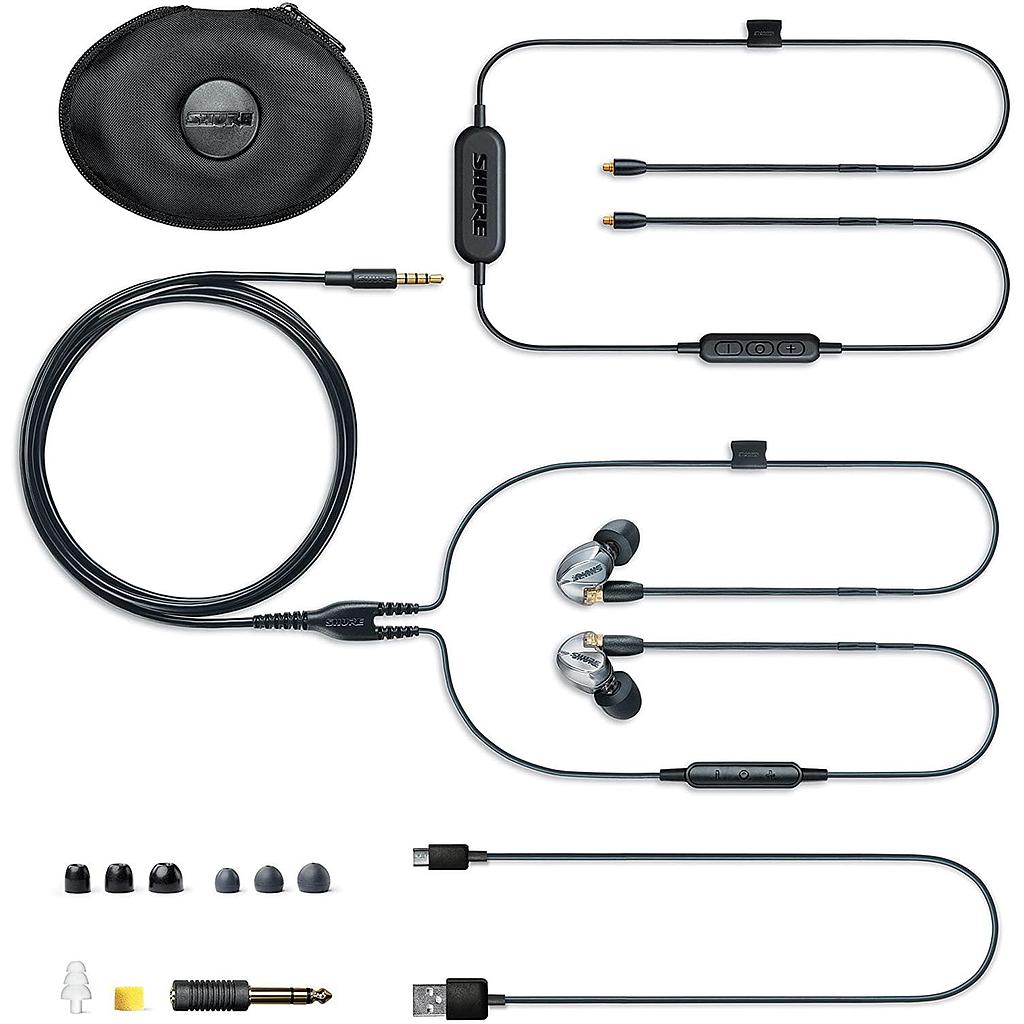 Shure - Audífonos In-Ear con Aislamiento de Sonido con Cable Bluetooth, Color: Plata Mod.SE425-V+BT1