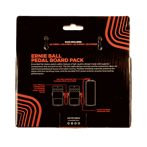 Ernie Ball - Cables de Audio Angulado/Angulado para Pedal Board, Color: Rojo Tamaño: Varios Mod.6404_30