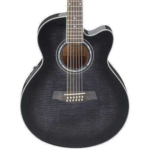 Ibañez - Guitarra Electroacústica AEL de 12 Cuerdas, Color: Negro Mod.AEL2012E-TKS