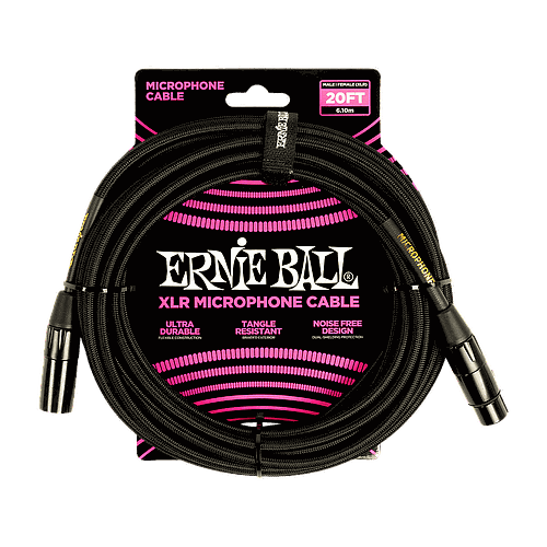 Ernie Ball - Cable Para Micrófono, Tamaño: 6.096 Mts., Color: Negro Mod.6392