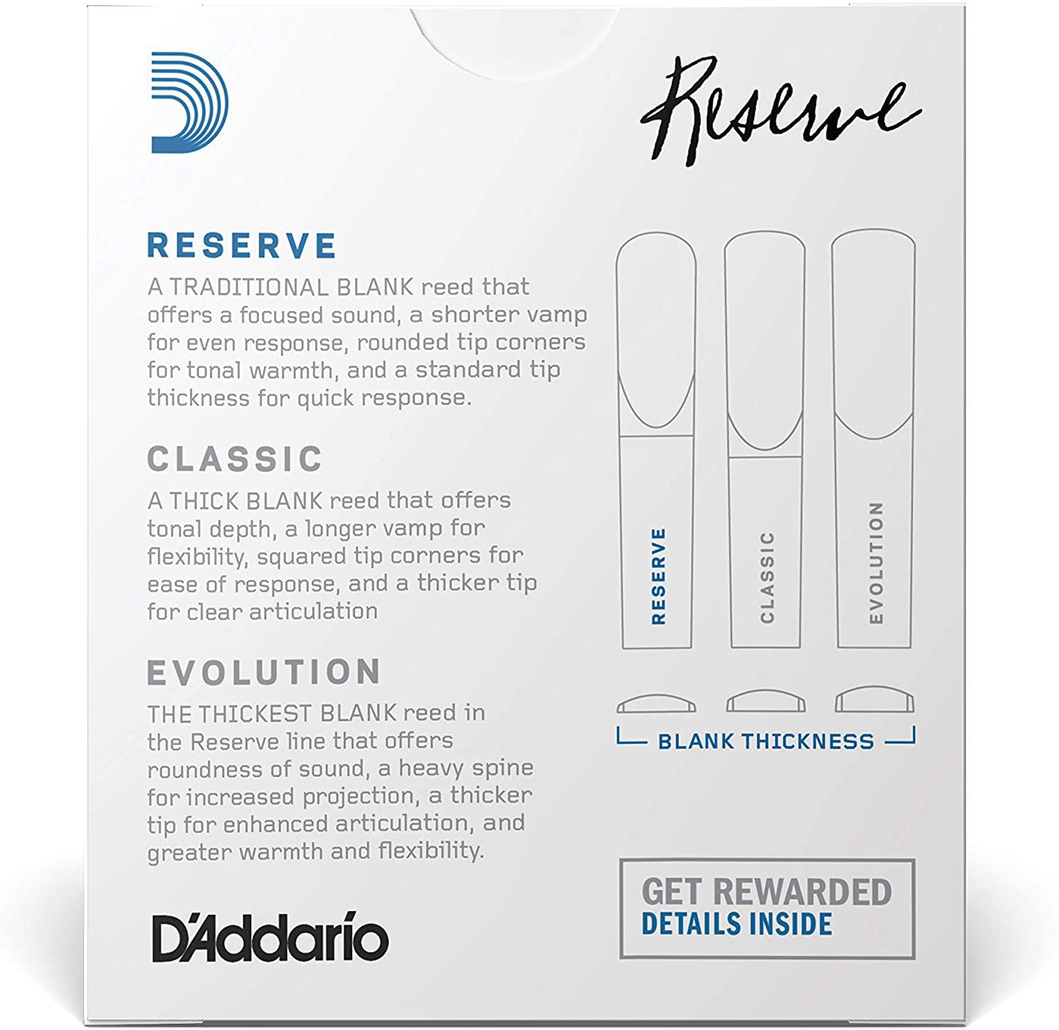 Rico - Cañas Reserve para Clarinet Sib, 10 Piezas Medidas: Varios Mod.DCR10___12