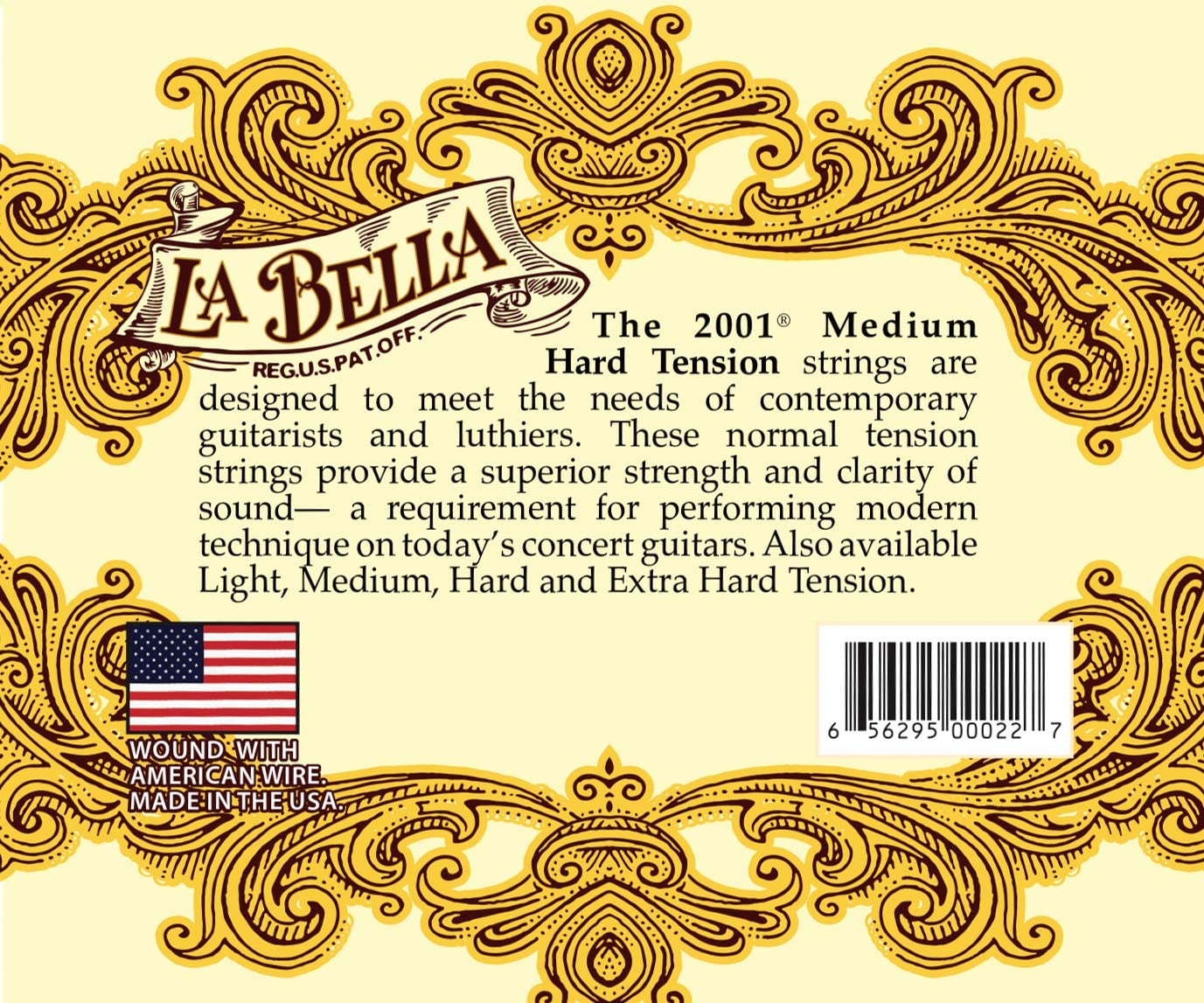 La Bella - Encordado 2001 para Guitarra Clásica, Nylon Tensión Media Alta Mod.2001MH