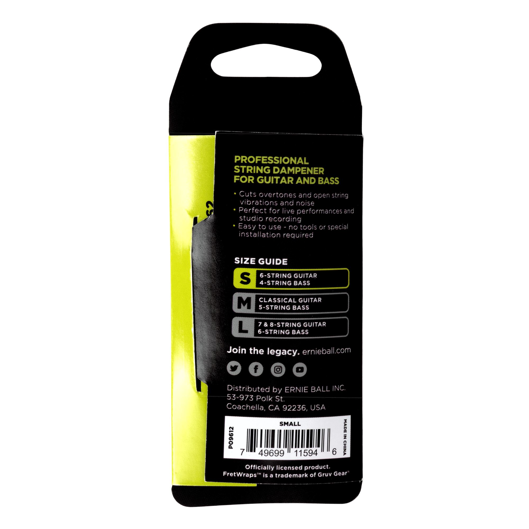 Ernie Ball - Sordina Gruve Gear Fretwrap para Guitarra, Tamaño: Chico 9612_50