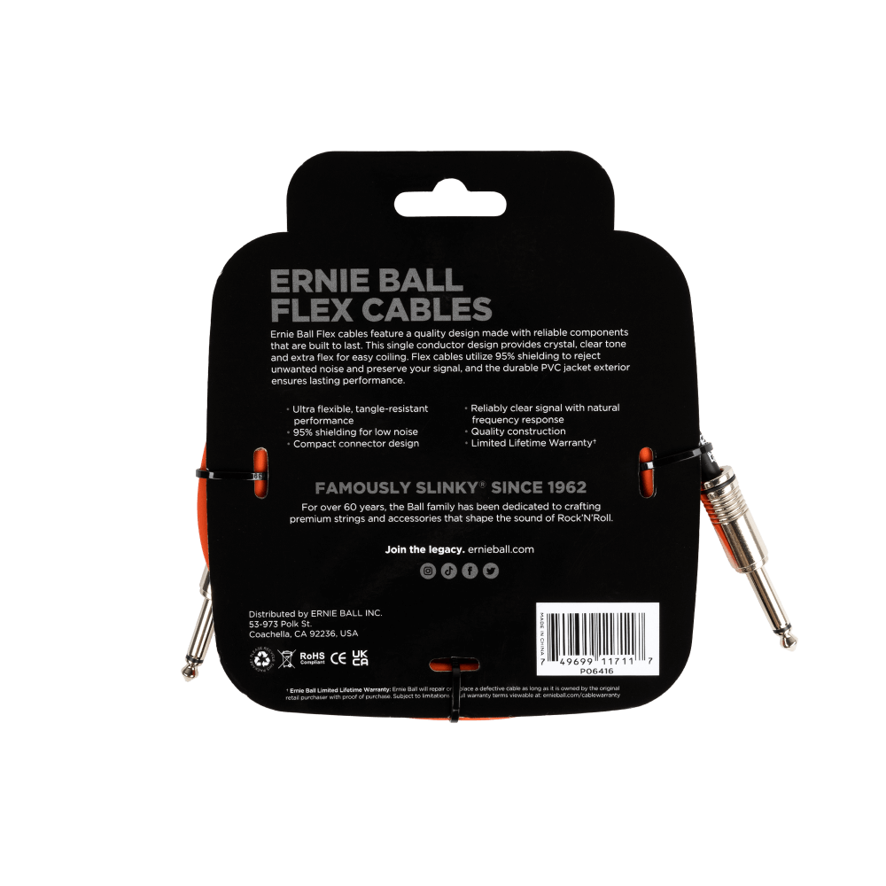 Ernie Ball - Cable de Audio 3.048 Mts., Anaranjado (Recto/Recto) Mod.6416_2