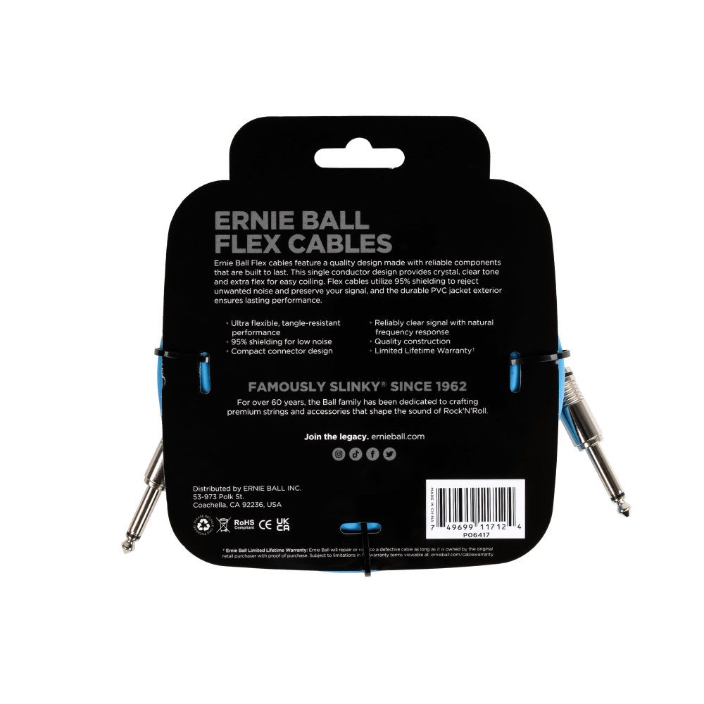Ernie Ball - Cable de Audio 6.10 Mts., Azul (Recto/Recto) Mod.6417_8