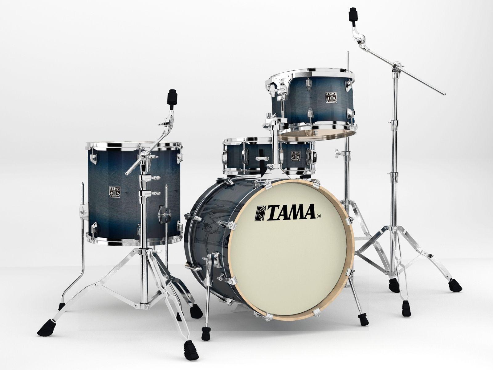 Tama - Bateria Superstar Classic Maple de 4 Piezas con Atriles, Color: Azúl Sombreado Mod.CL48S-DIB_2