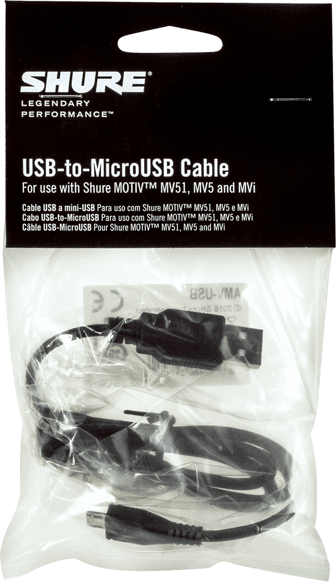 Shure - Cable USB-C a Micro USB, Tamaño: 38 cm. Mod.AMV-USBC15_5
