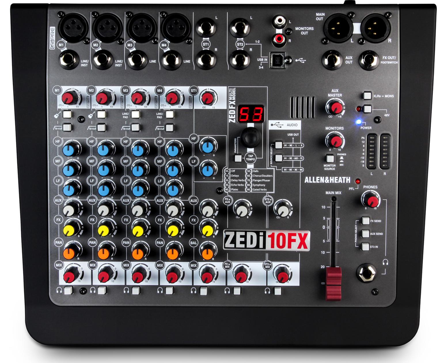 Allen & Heath - Mezcladora Híbrida Compacta con Interface USB 4 x 4 con FX Mod.ZEDi-10FX_108