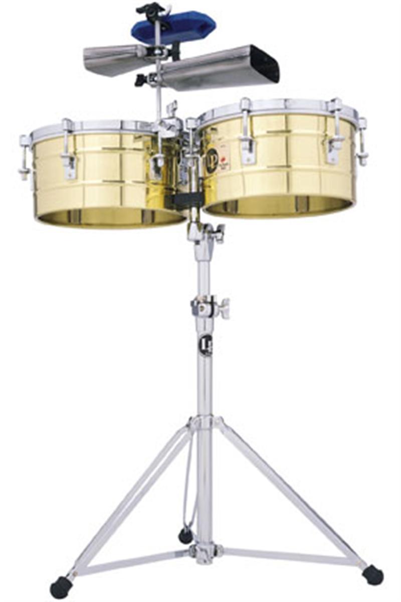 Latin Percussion - Timbal 14/15 Laton con Atril, Soporte para Cencerro Mod.LP257B_147