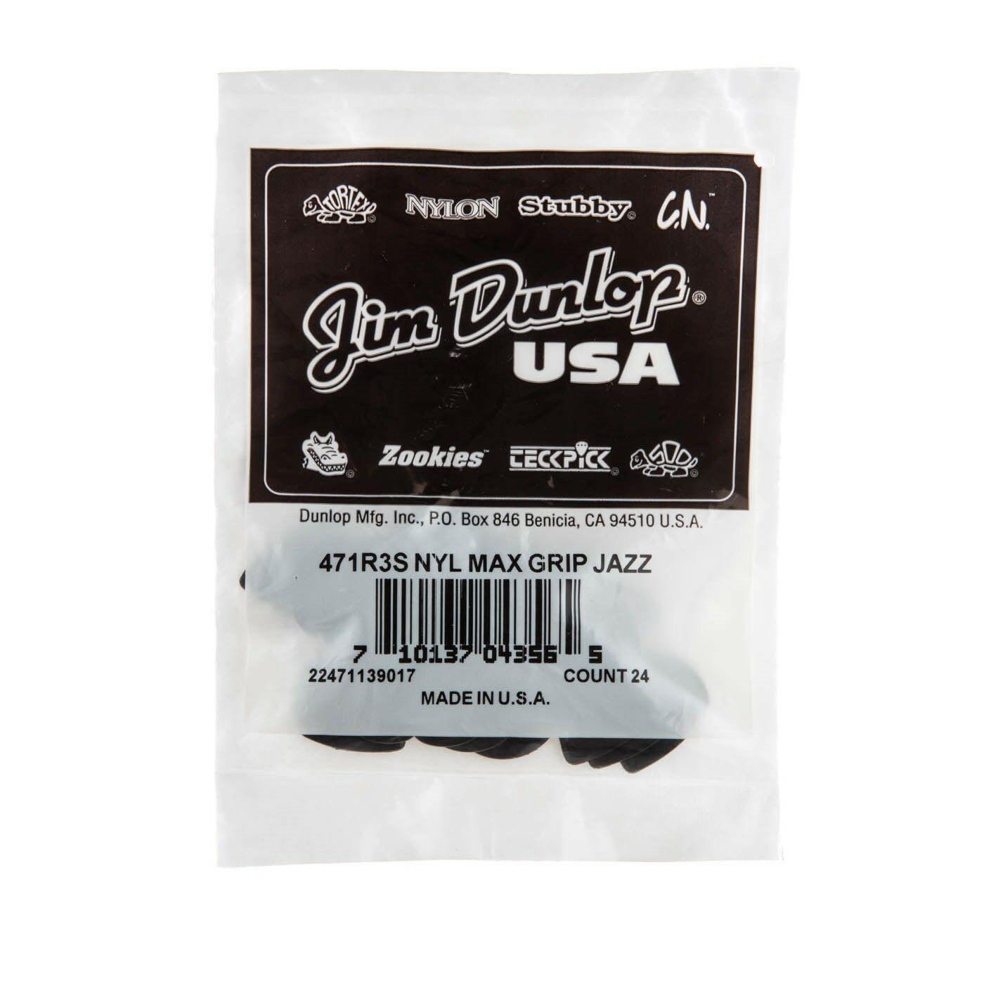 Dunlop - 24 Plumillas Max Gripp Jazz III, Color: Negro Mod.471R3S_8