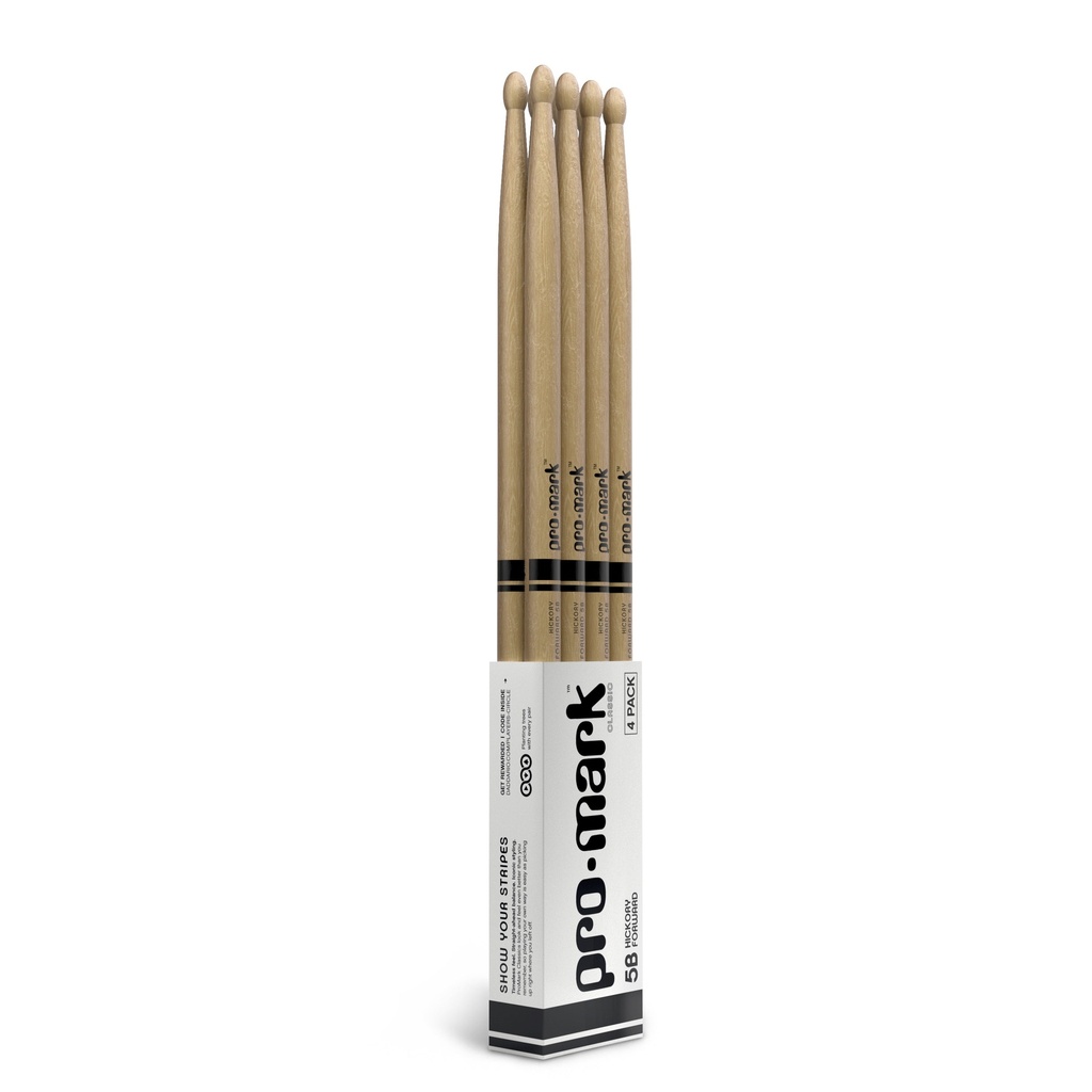 [PMG10780] Promark - Baquetas Classic (Forward) 5B, Punta De Madera, Hickory (4 Pares) Mod.TX5BW-4P