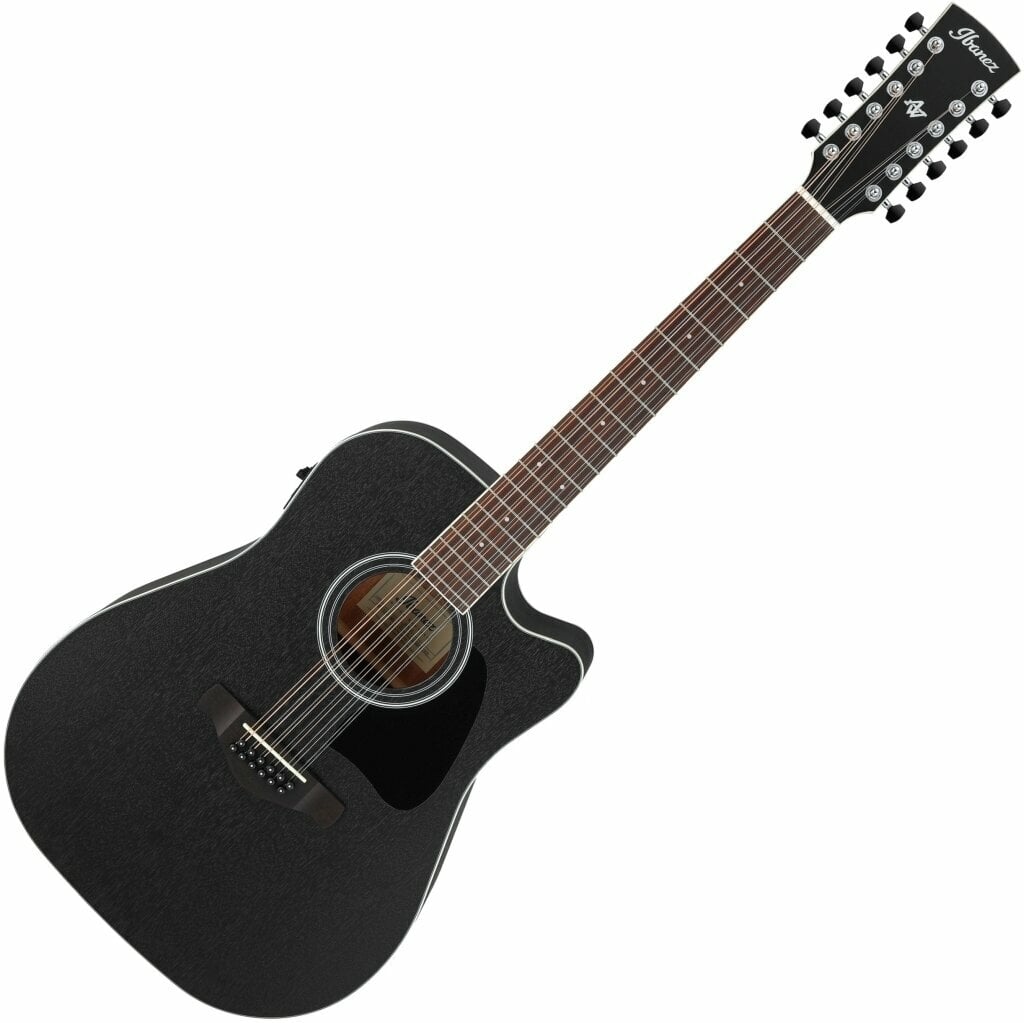 Ibañez - Guitarra Electroacustica Artwood Okume De 12 Cuerdas Negro Erosionado Mod.AW8412CE-WK