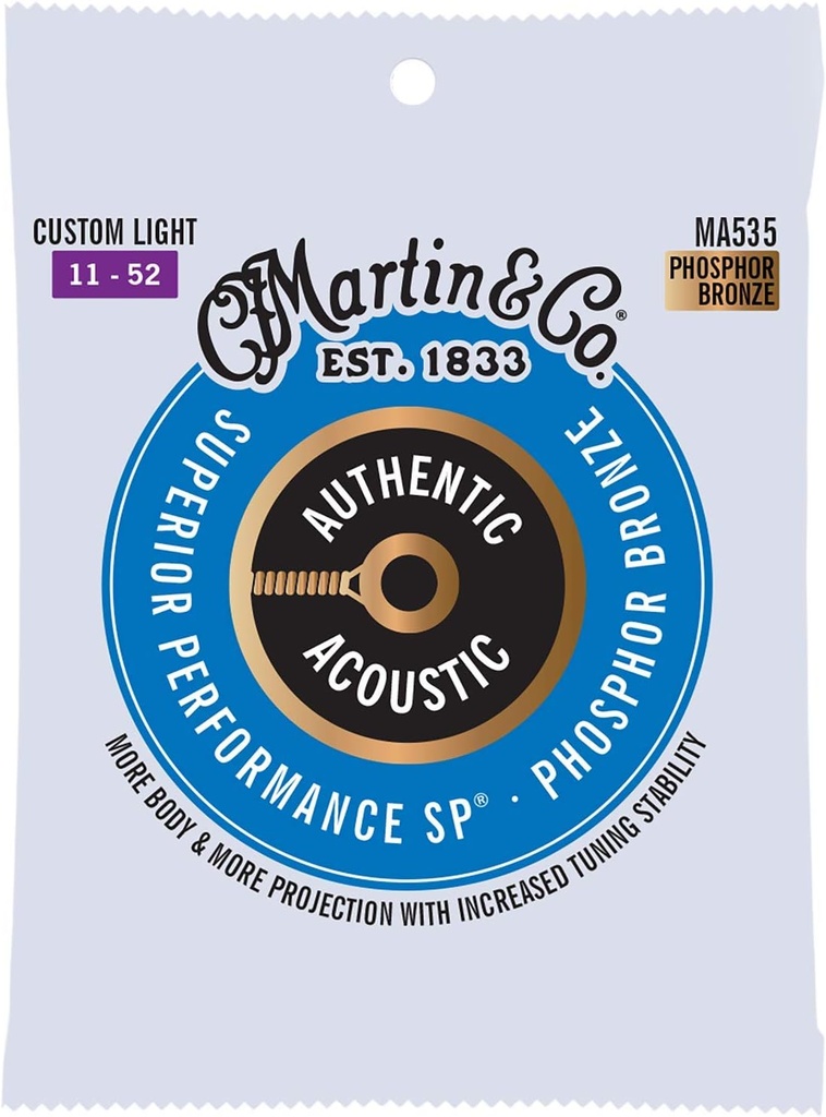 [IMP0272] Martin - Encordado Superior Performance Phosphor Bronze para Guitarra Acústica, 11 - 52 Mod.MA535