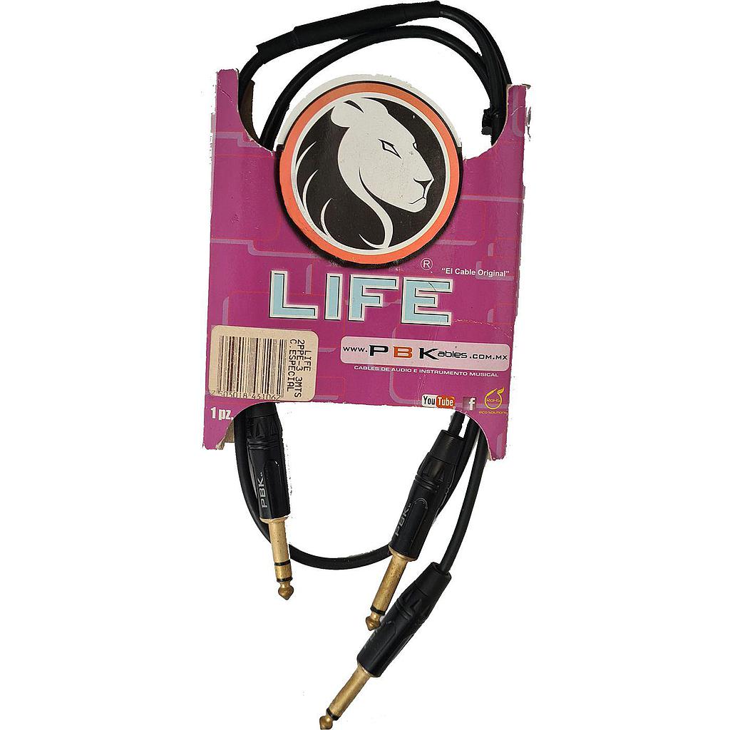 PBK - Cable de Inserto Life 1 Plug Estereo a 2 Plug Mono Mod.2PP-IN