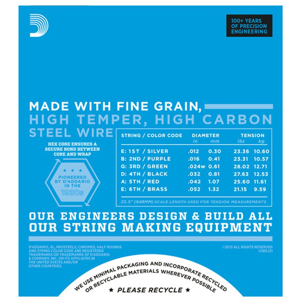 [IMP0357] D'Addario - Encordado de Niquel para Guitarra Eléctrica, .010-.046 Mod.EXL110