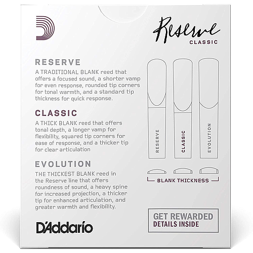 D'Addario - 10 Cañas Reserve Classic para Clarinete Sib, Medida: Varias Mod.DCT10___59