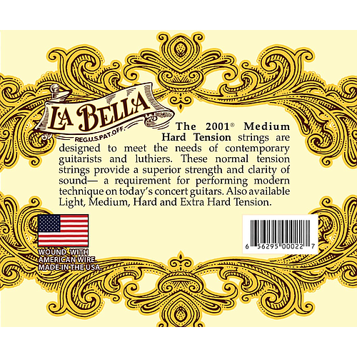 La Bella - Encordado 2001 para Guitarra Clásica, Nylon Tensión Media Alta Mod.2001MH