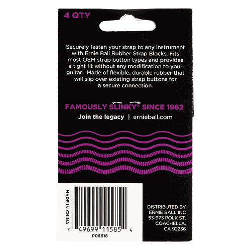 Ernie Ball - 4 Seguros de Plástico para Tahali, Color: Morado Mod.5618_13