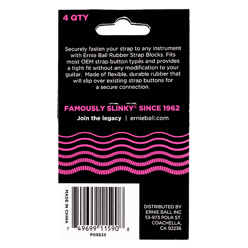 Ernie Ball - 4 Seguros de Plástico para Tahali, Color: Rosa Mod.5623_15