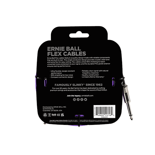 Ernie Ball - Cable de Audio 6.10 Mts., Morado (Recto/Recto) Mod.6420_9
