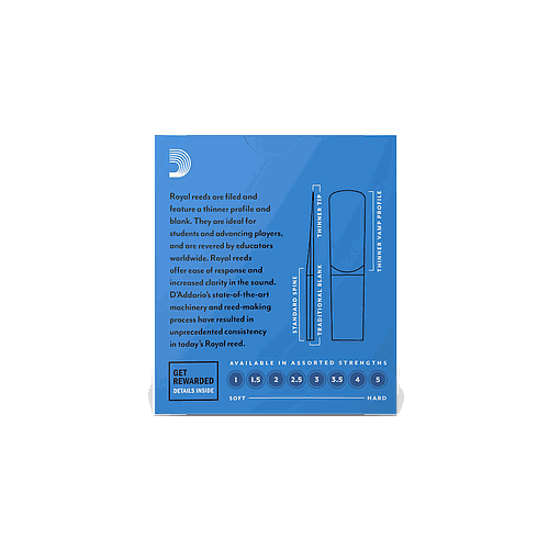 D'Addario - 25 Cañas Rico Royal para Saxofón Alto, Medida: 2 1/2 Mod.RJB0125-B25_48