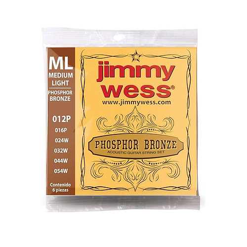 Jimmy Wess - Encordado para Guitarra Acustica, Bronce 12-054 Mod.WB12_53
