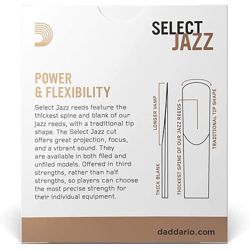 D'Addario - Cañas Select Jazz Unfiled para Sax Alto, 10 Piezas Medidas: Varios Mod.RRS10ASX___4
