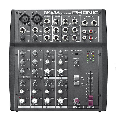 Phonic - Mezcladora Analoga Compacta, Serie AM Mod.AM-240