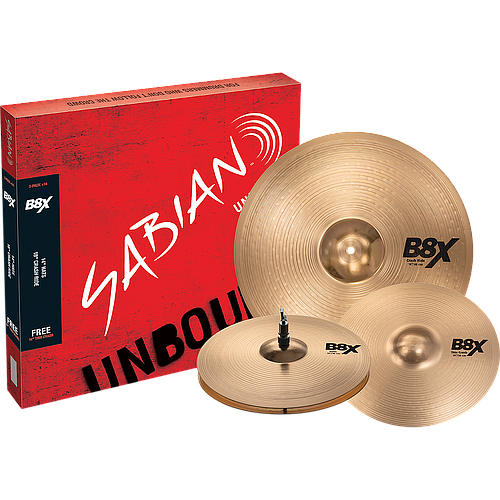 Sabian - Set de Platillos B8X Perfomance (Hi-Hats de 14",  Crash Ride de 18" y Thin Crash de 14") Mod.45002X-14