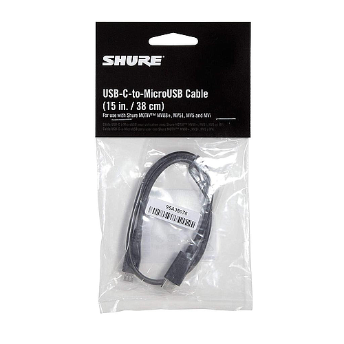 Shure - Cable USB-C a Micro USB, Tamaño: 38 cm. Mod.AMV-USBC15