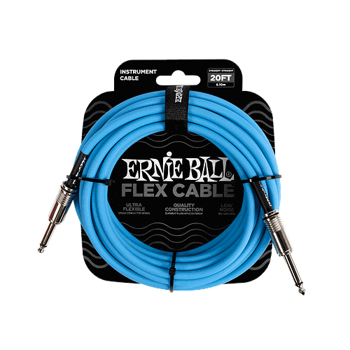 Ernie Ball - Cable de Audio 6.10 Mts., Azul (Recto/Recto) Mod.6417
