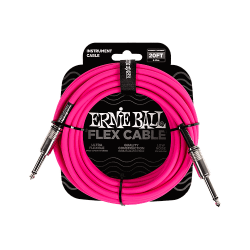Ernie Ball - Cable de Audio 6.10 Mts., Rosa (Recto/Recto) Mod.6418