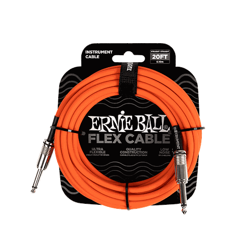 Ernie Ball - Cable de Audio 6.10 Mts., Anaranjado (Recto/Recto) Mod.6421